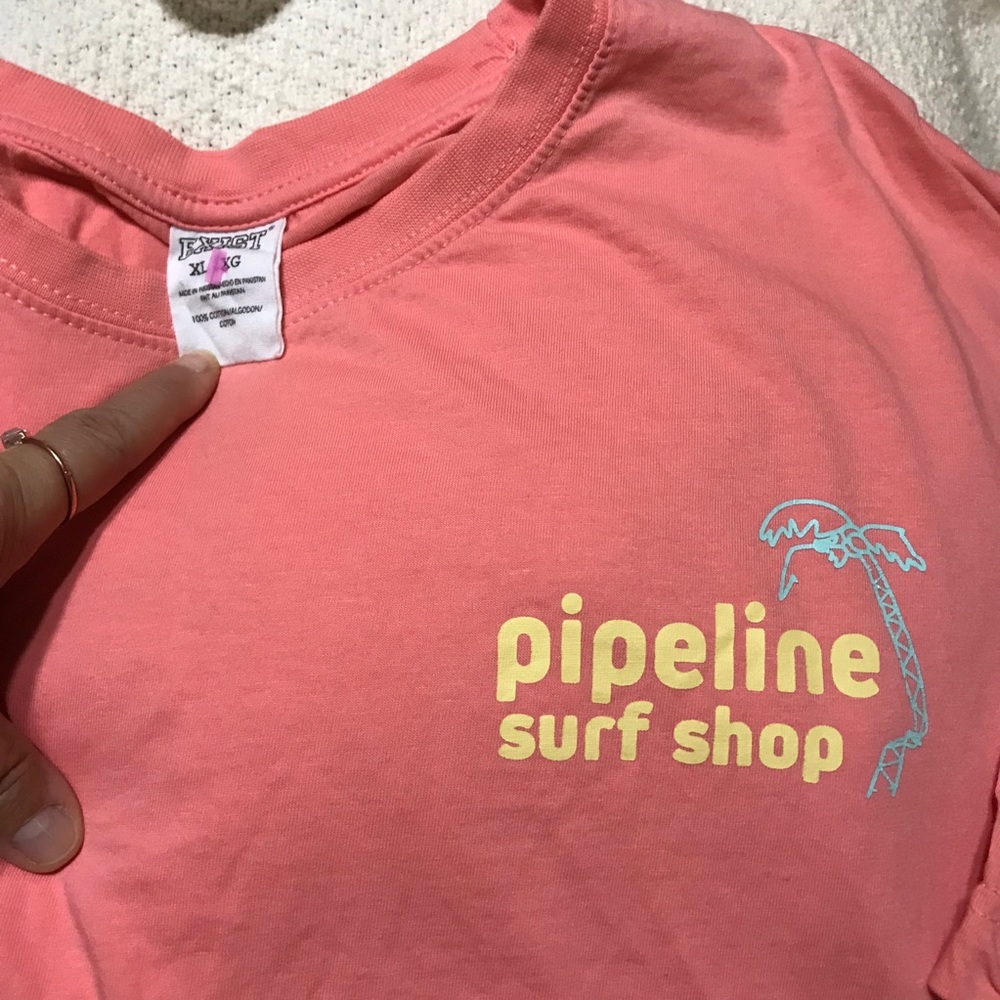 PIPELINE SURF SHOP coral T shirt  size XL prewash